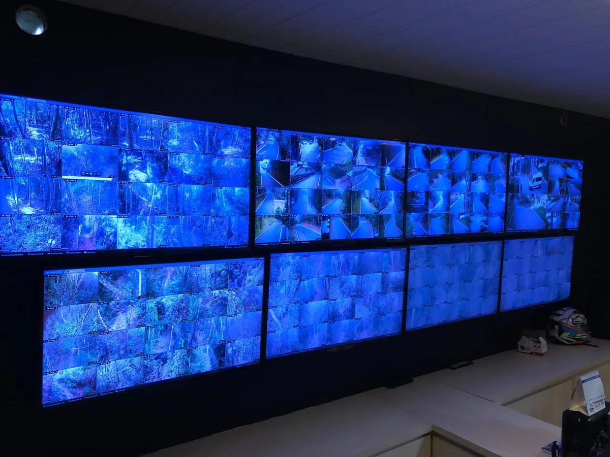 Video wall com câmeras de monitoramento